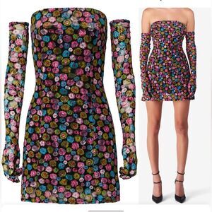 MISCREANTS London Cupid dress ruched mini with gloves strapless party Revolve